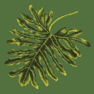 Philodendron Leaf Needlepoint Kit Kits Elizabeth Bradley Design Dark Green 

