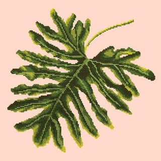 Philodendron Leaf Needlepoint Kit Kits Elizabeth Bradley Design Salmon Pink 
