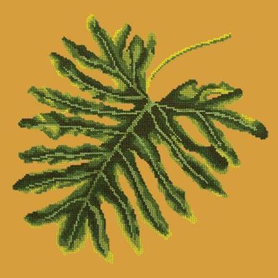Philodendron Leaf Needlepoint Kit Kits Elizabeth Bradley Design Yellow 
