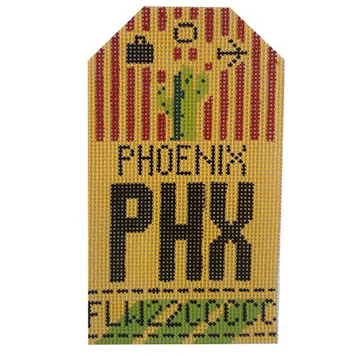 Phoenix PHX Vintage Travel Tag Painted Canvas Hedgehog Needlepoint 