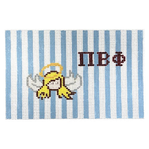 Pi Beta Phi with Angel on Stripes Painted Canvas Kangaroo Paw Designs 