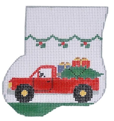 Pick Up Truck Mini Sock Painted Canvas Kathy Schenkel Designs  - 1