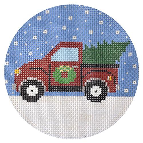 Pickup with Christmas Tree Painted Canvas The Meredith Collection 