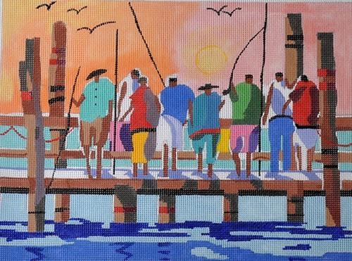 Pier Pressure Painted Canvas Purple Palm Designs  - 1