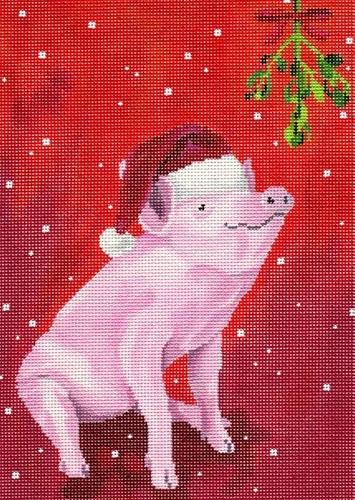 Pig in Santa Hat Painted Canvas Scott Church Creative 