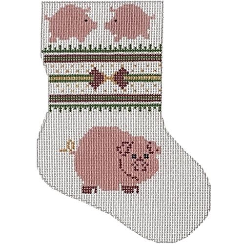Piggies Mini Stocking Painted Canvas Silver Needle  - 1