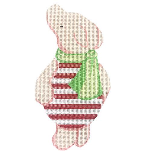 Piglet Ornament Painted Canvas Silver Needle 
