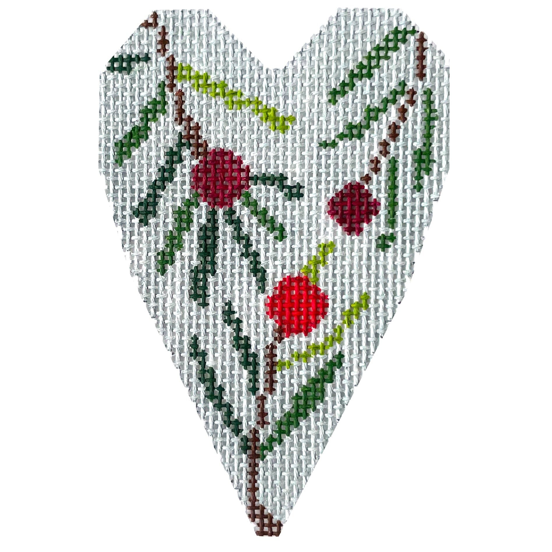 Pine Boughs Heart Painted Canvas NeedleDeeva 