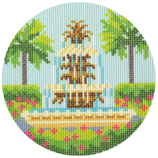 Pineapple Fountain Printed Canvas Needlepoint To Go 