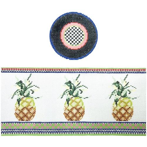 Pineapple Hinged Box with Hardware Painted Canvas Funda Scully 