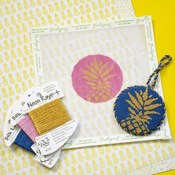 Pineapple Ornament Kit & Online Class Online Classes Two Sisters Needlepoint 