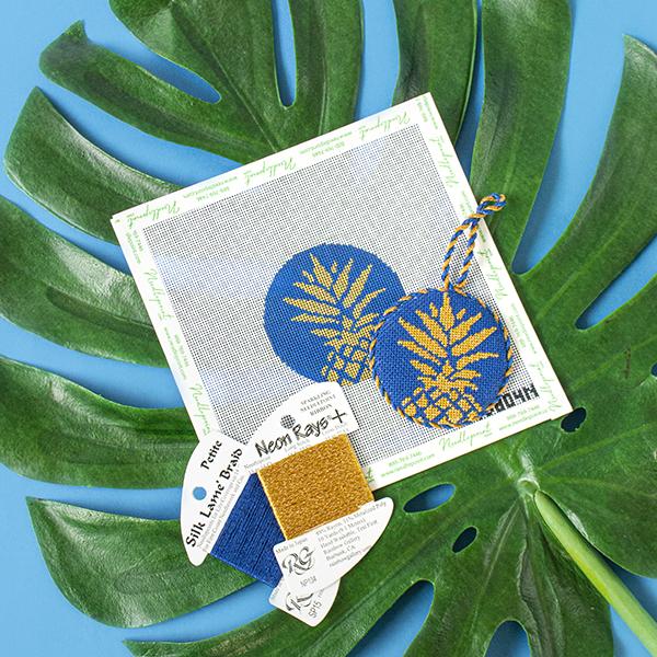 Pineapple Ornament Kit & Online Class Online Classes Two Sisters Needlepoint 
