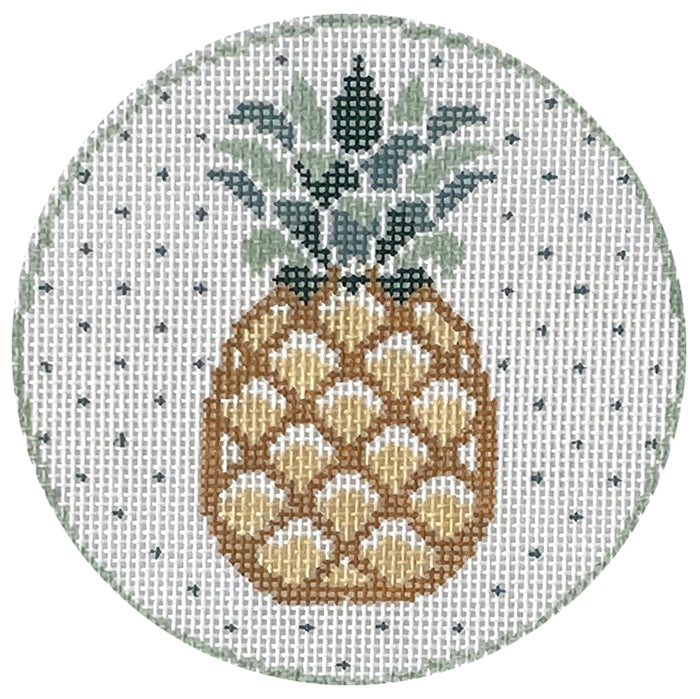 Pineapple Round Painted Canvas Kathy Schenkel Designs  - 1
