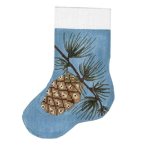 Pinecone Mini Stocking Painted Canvas J. Child Designs  - 1