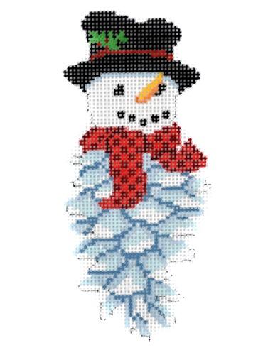 Pinecone Snowman Painted Canvas Susan Roberts Needlepoint Designs, Inc. 