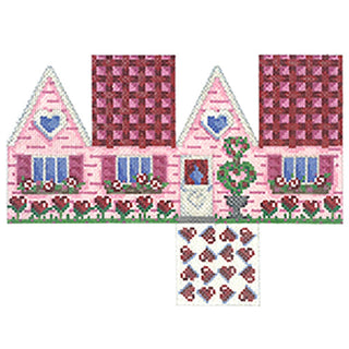 Pink 3D Valentine's Cottage Painted Canvas Associated Talents 
