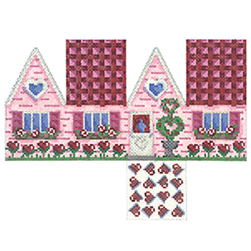 Pink 3D Valentine's Cottage Painted Canvas Associated Talents 
