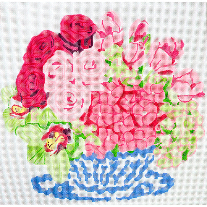 Pink and Lime Bouquet JS Painted Canvas Jean Smith  - 1