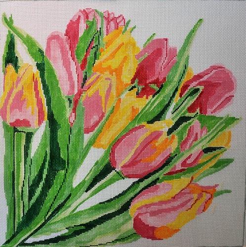 Pink and Yellow Tulips Painted Canvas Jean Smith 