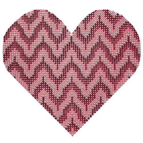 Pink Bargello Heart Painted Canvas Danji Designs  - 1