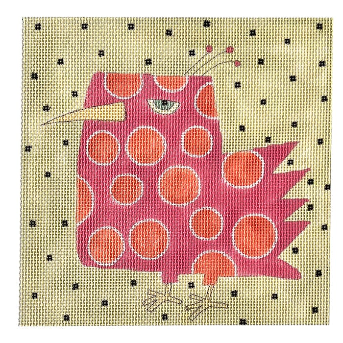 Pink Bird Painted Canvas ditto! Needle Point Works  - 1
