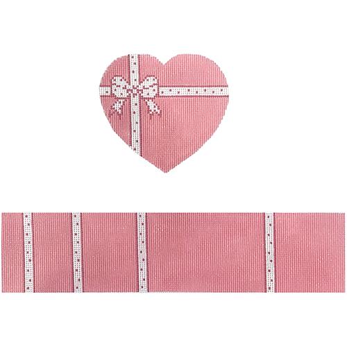 Pink Bow Heart Hinged Box with Hardware Painted Canvas Funda Scully 