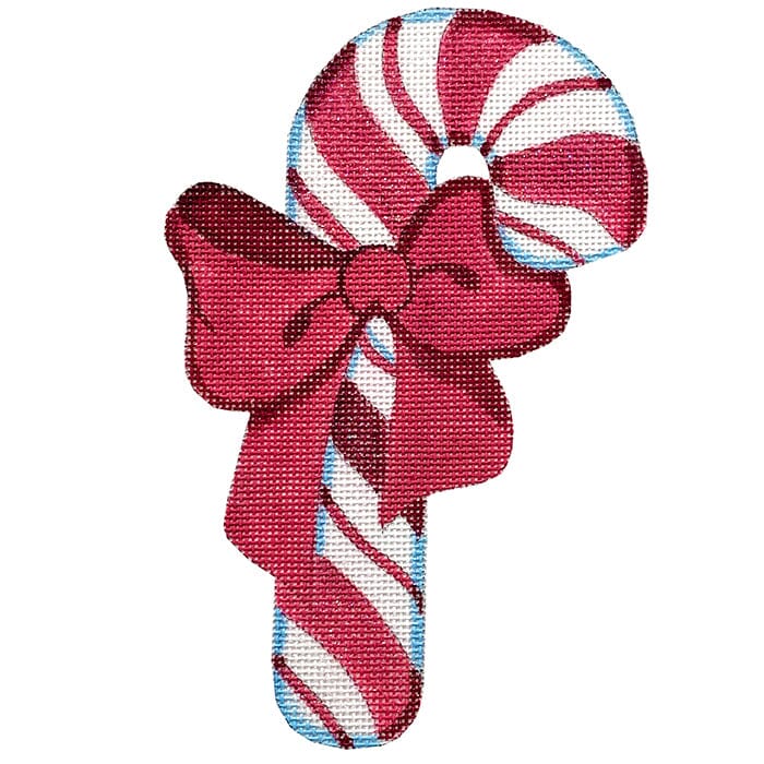 Pink Candy Cane with Bow Painted Canvas Raymond Crawford Designs 