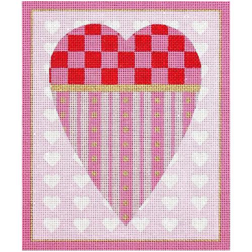 Pink Checkerboard Heart #2 (MS) Painted Canvas Melissa Shirley Designs 