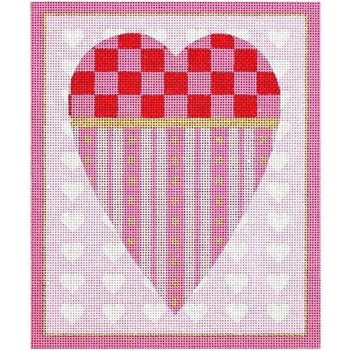 Pink Checkerboard Heart #2 (MS) Painted Canvas Melissa Shirley Designs 