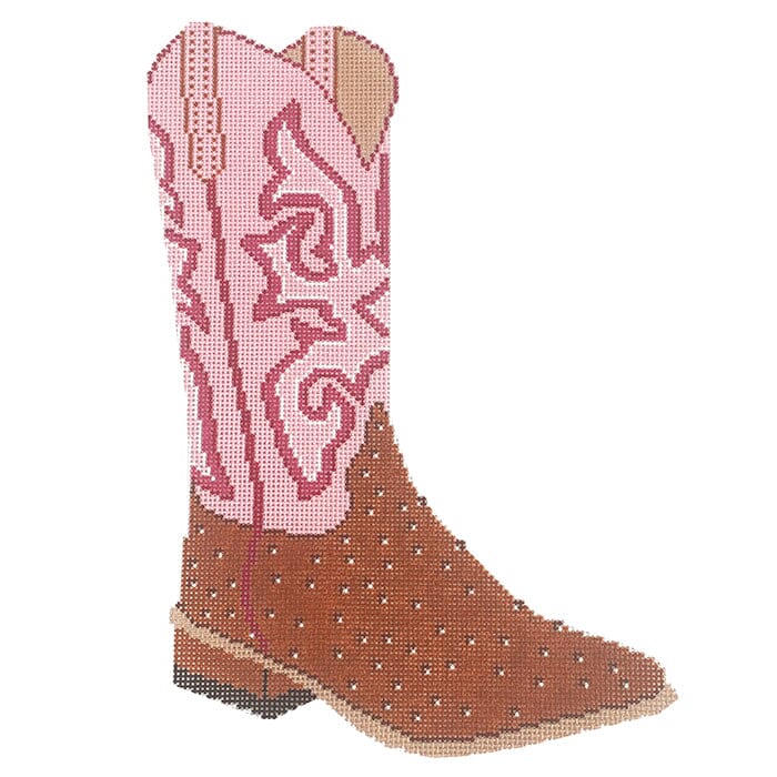 Pink Cowboy Boot Large Painted Canvas Initial K Studio  - 1