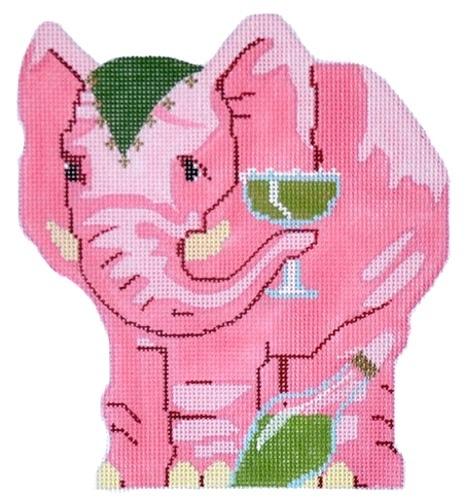 Pink Elephant Painted Canvas Labors of Love Needlepoint  - 1