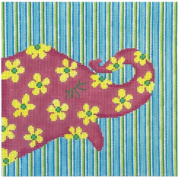 Pink Elephant Profile Painted Canvas Patti Mann  - 1