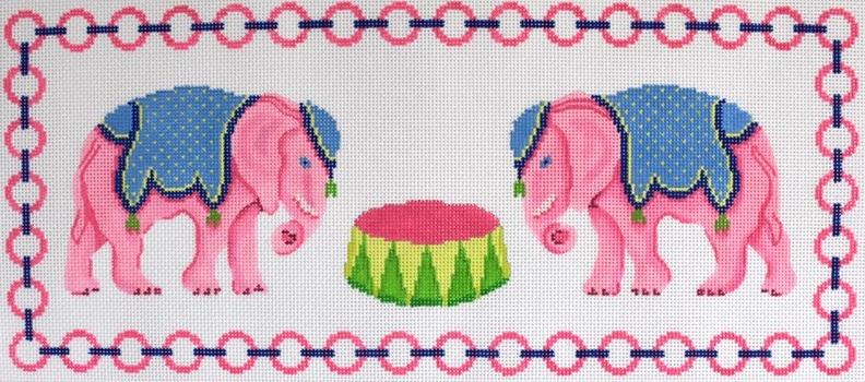 Pink Elephants Painted Canvas Kate Dickerson Needlepoint Collections 

