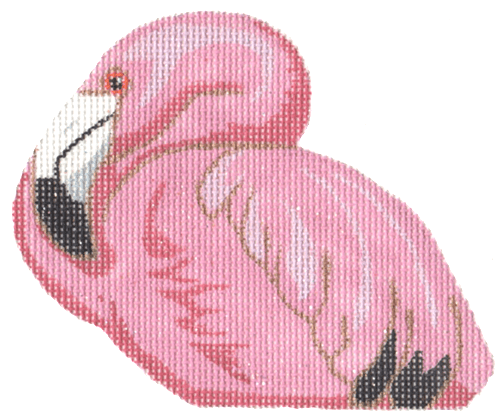 Pink Flamingo Painted Canvas Labors of Love Needlepoint 