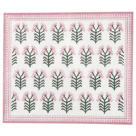 Pink Floral Pillow Painted Canvas KCN Designers 