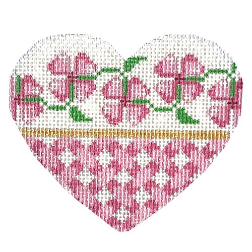 Pink Floral/Lattice Heart Painted Canvas Associated Talents 