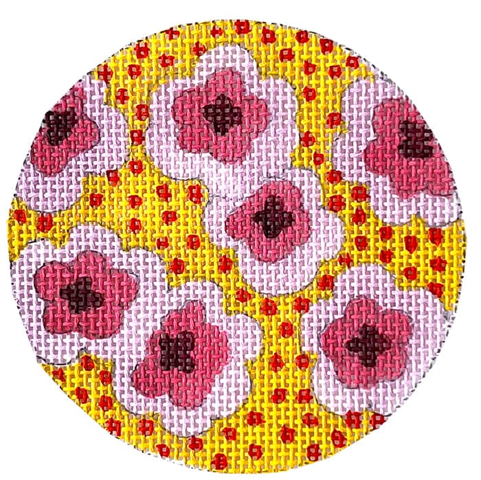 Pink Flowers Orange Dots Painted Canvas Colors of Praise  - 1