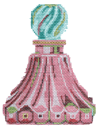 Pink Fluted Perfume Bottle Painted Canvas Labors of Love Needlepoint 