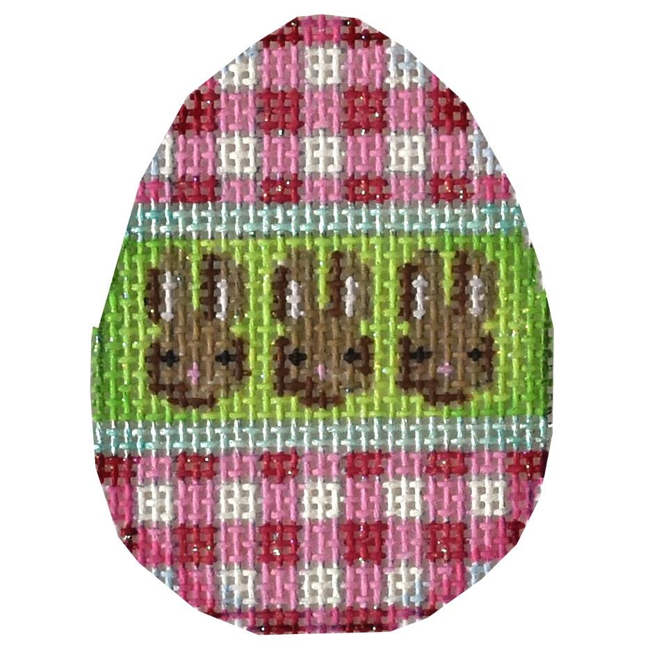 Pink Gingham & Bunnies Mini Egg Painted Canvas Associated Talents 
