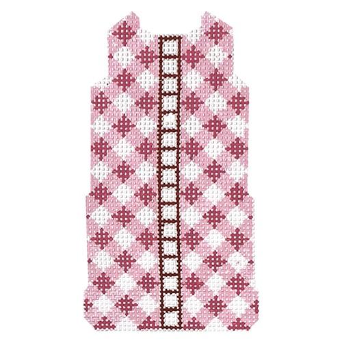 Pink Gingham Shift on 14 mesh Painted Canvas Two Sisters Needlepoint 