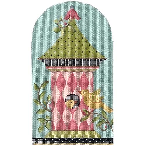 Pink Harlequin Birdhouse Painted Canvas The Colonial Needle Company  - 1