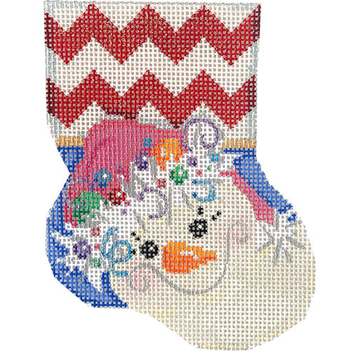 Pink Hat Snowman Mini Stocking Painted Canvas Associated Talents 