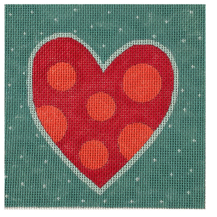 Pink Heart Painted Canvas ditto! Needle Point Works  - 1