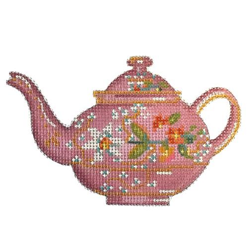 Pink Kettle Painted Canvas The Plum Stitchery 