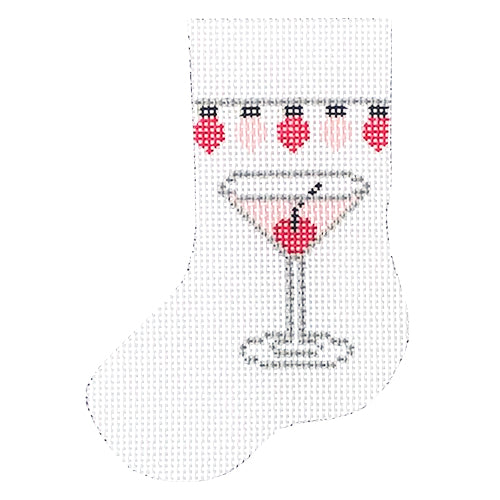 Pink Lady with Cherry Mini Stocking Painted Canvas J. Child Designs  - 1