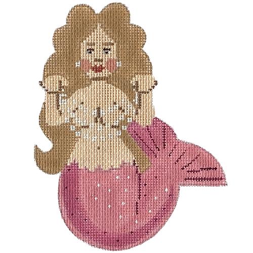 Pink Mini Mermaid Painted Canvas Labors of Love Needlepoint  - 1