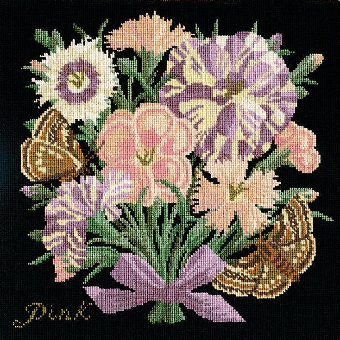 Pink Needlepoint Kit Kits Elizabeth Bradley Design Black 
