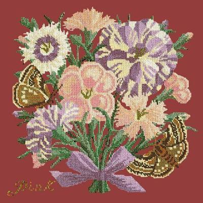 Pink Needlepoint Kit Kits Elizabeth Bradley Design Dark Red 
