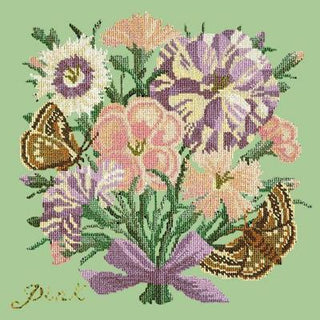 Pink Needlepoint Kit Kits Elizabeth Bradley Design Pale Green 
