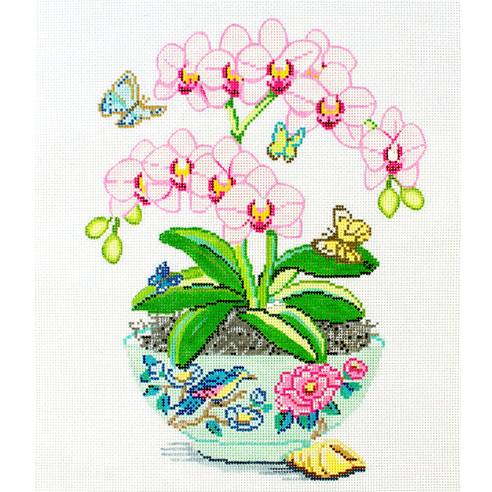 Pink Orchids in Vase Painted Canvas Alice Peterson Company  - 1